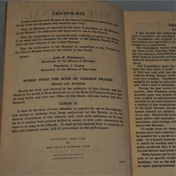 Hymnal of the Protestant Episcopal Church 1940 The Church Pension Fund - Picture 7 of 12